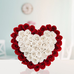 Red & White Roses Heart 